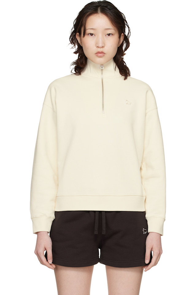 Maison Kitsuné Толстовка Off-White с изображением лисички на молнии до середины груди
Maison Kitsuné Толстовка Off-White с изображением лисички на молнии до середины груди