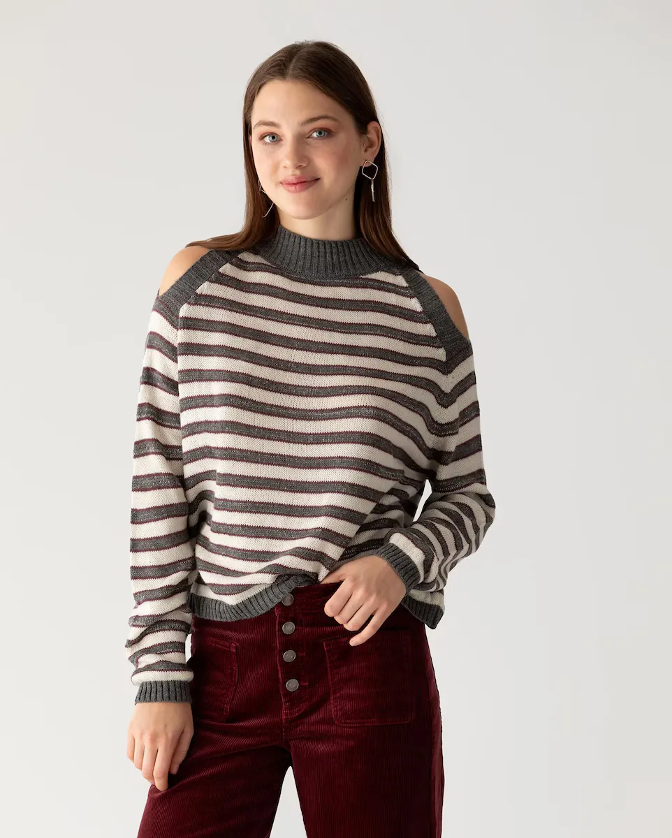 Женский полосатый свитер с круглым вырезом Noon, серый
Женский полосатый свитер с круглым вырезом Noon, серый