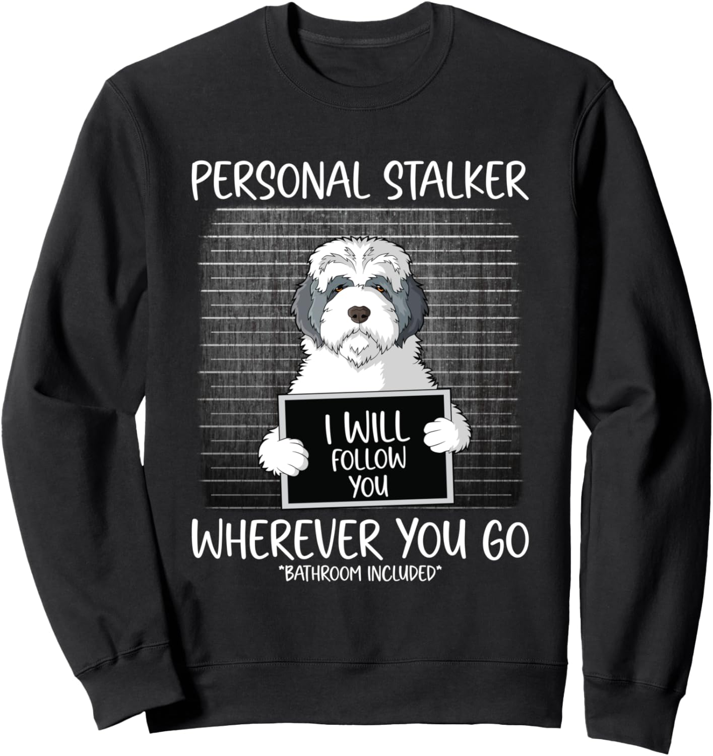 Толстовка с изображением староанглийской овчарки и надписью Guilty Dog Bad Dog Mug Shot Old English Sheepdog, черный
Толстовка с изображением староанглийской овчарки и надписью Guilty Dog Bad Dog Mug Shot Old English Sheepdog, черный