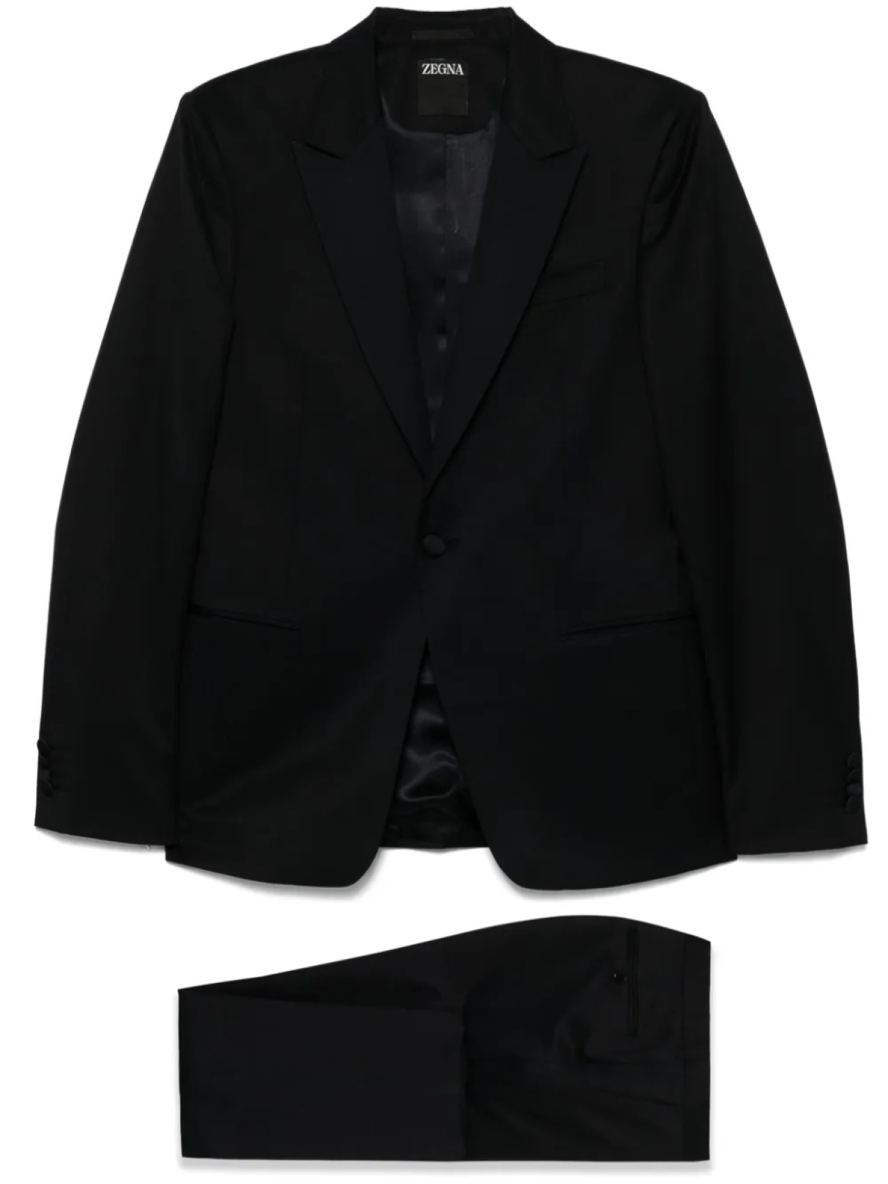 Однобортный костюм Zegna, черный
Однобортный костюм Zegna, черный