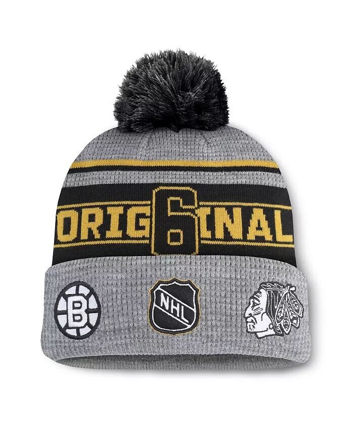 Мужская серо-черная оригинальная вязаная шапка Lumberjack 6 с манжетами и помпоном Fanatics
Мужская серо-черная оригинальная вязаная шапка Lumberjack 6 с манжетами и помпоном Fanatics