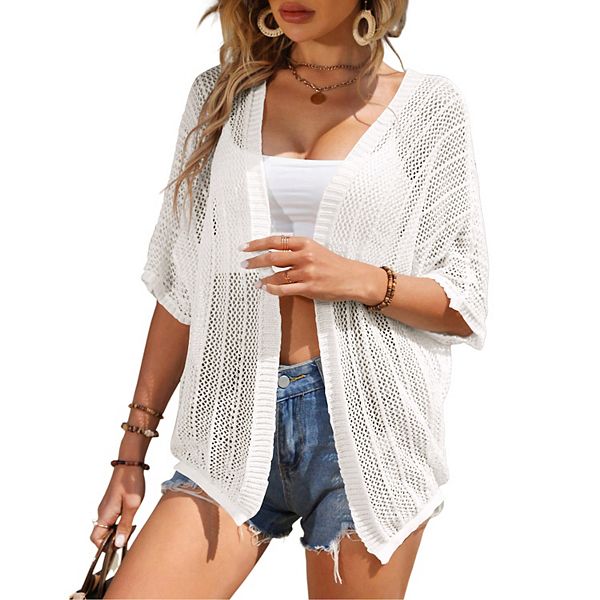 Женский короткий рукав кардиган с сетчатым узором drop shoulder легкий пляжный топ Seoria, Beige
Женский короткий рукав кардиган с сетчатым узором drop shoulder легкий пляжный топ Seoria, Beige