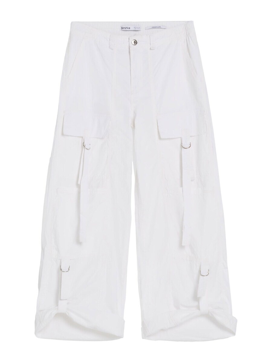 Брюки карго Bershka, белый 
Брюки карго Bershka, белый