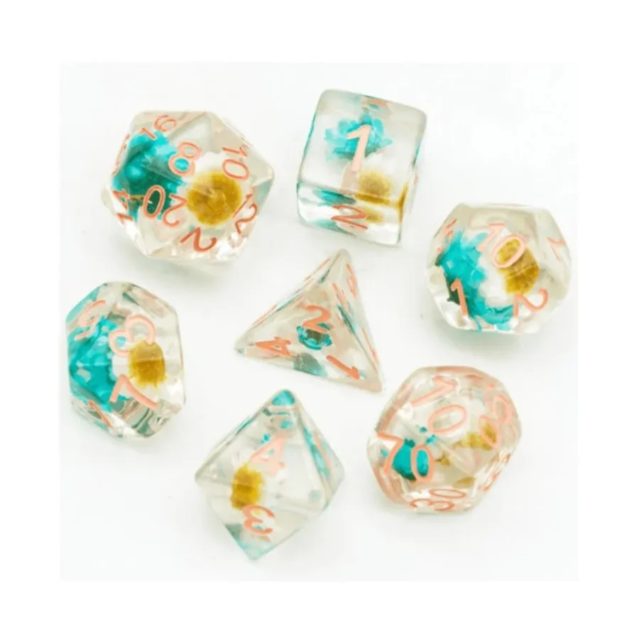 Набор Poly — сине-белый цветок с персиком (7), Dice Sets - Resin/Acrylic - Rainbow & Multi-Colored (Foam Brain Games) 
Набор Poly — сине-белый цветок с персиком (7), Dice Sets - Resin/Acrylic - Rainbow & Multi-Colored (Foam Brain Games)