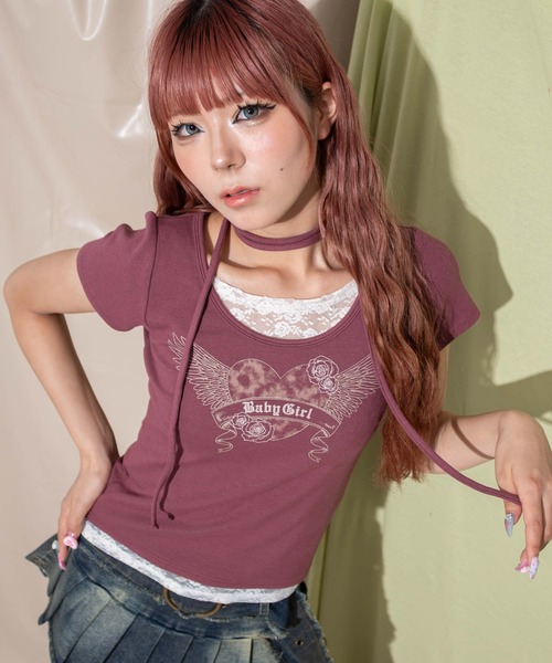 Футболка обтягивающая многослойная со шнуровкой и чокером DISPARK, красный
Футболка обтягивающая многослойная со шнуровкой и чокером DISPARK, красный