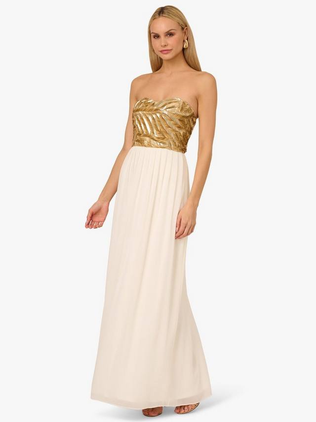 Макси-платье без бретелек Adrianna Papell, цвет Ivory/Gold
Макси-платье без бретелек Adrianna Papell, цвет Ivory/Gold