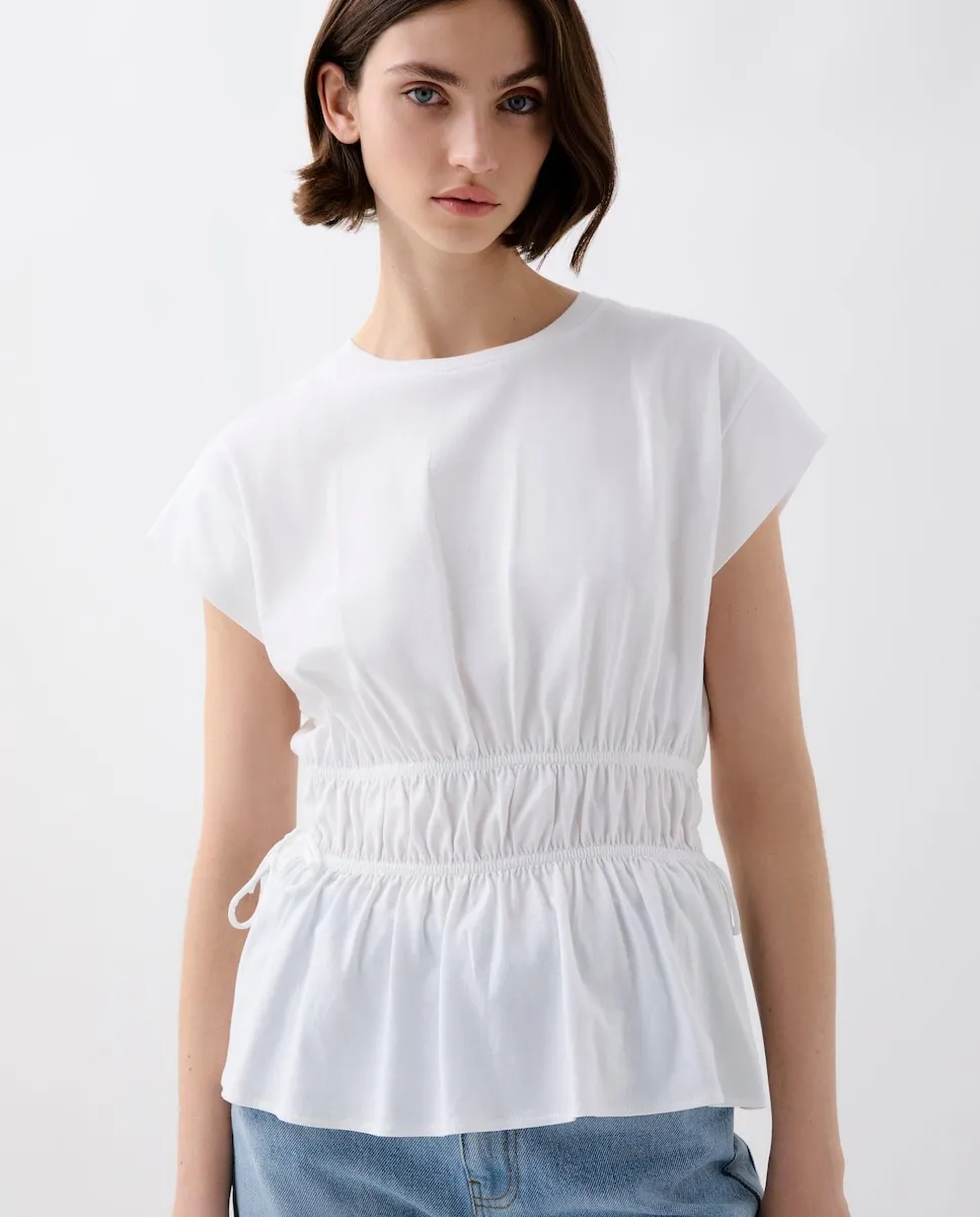 Женская хлопковая футболка со сборками Scalpers, белый
Женская хлопковая футболка со сборками Scalpers, белый