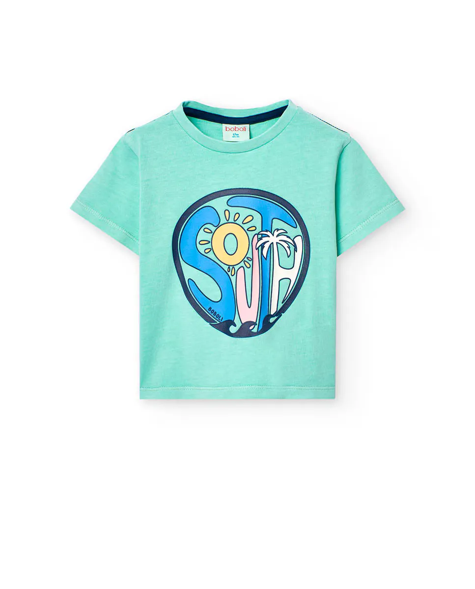 Футболка для мальчиков с короткими рукавами и круглым вырезом Boboli, светло-зеленый 
Футболка для мальчиков с короткими рукавами и круглым вырезом Boboli, светло-зеленый
