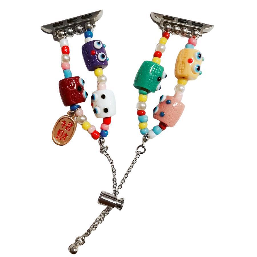 Zhongwo Часы Strap Apple Compatibility Bead Material, Colorful double-chained little monster 
Zhongwo Часы Strap Apple Compatibility Bead Material, Colorful double-chained little monster