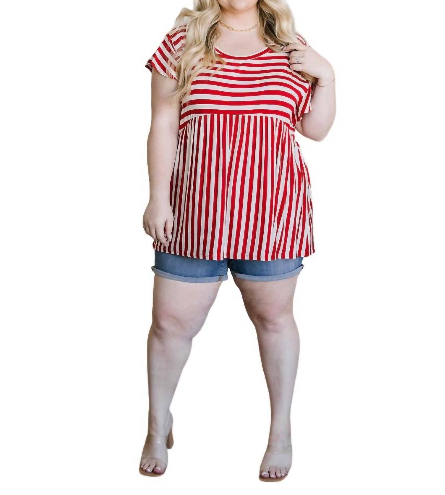 Летний полосатый топ Babydoll в красно-белом цвете Haptics
Летний полосатый топ Babydoll в красно-белом цвете Haptics