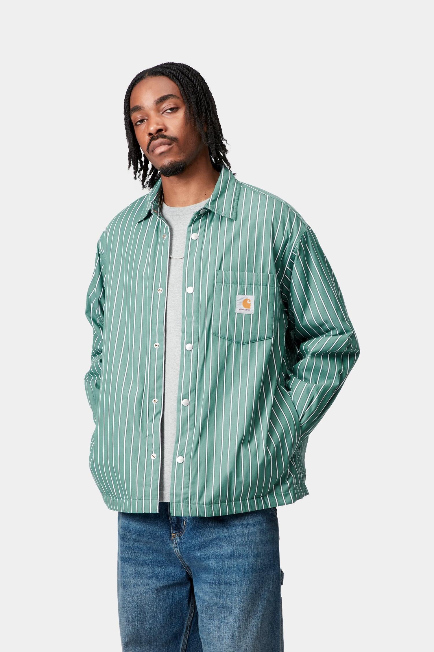 Рубашка-куртка Grimsby в полоску Carhartt, зеленый
Рубашка-куртка Grimsby в полоску Carhartt, зеленый
