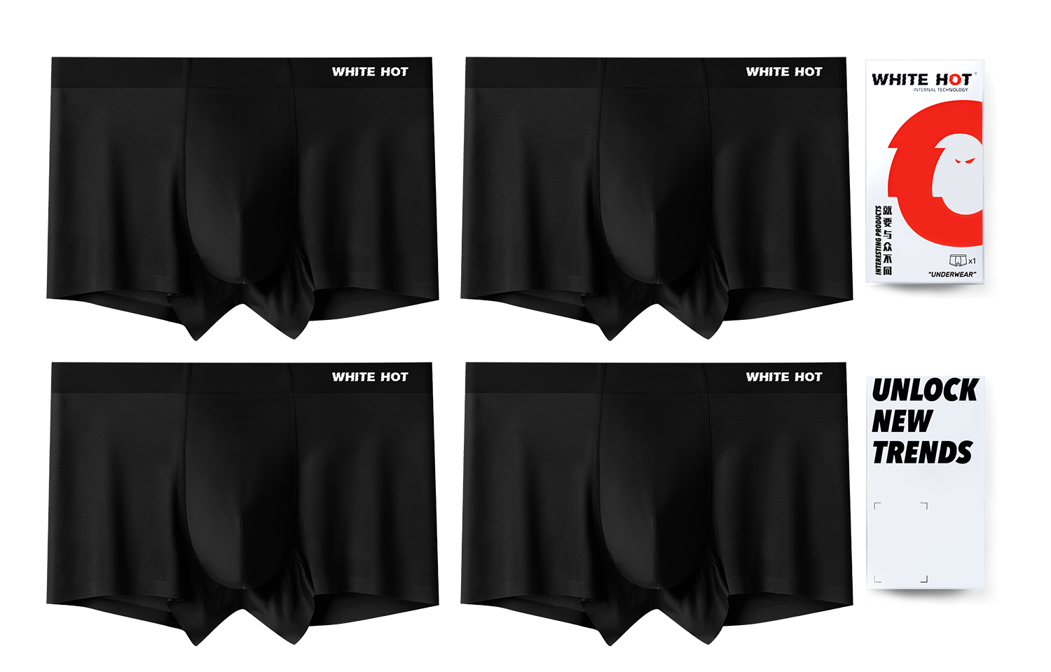 Мужские боксеры WHITE HOT, 1 упаковка (Черный) 
Мужские боксеры WHITE HOT, 1 упаковка (Черный)