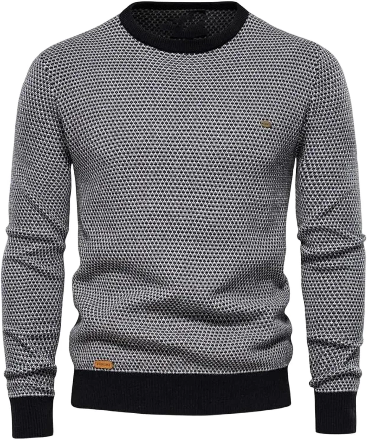 Мужской хлопковый свитер с круглым вырезом
Мужской хлопковый свитер с круглым вырезом