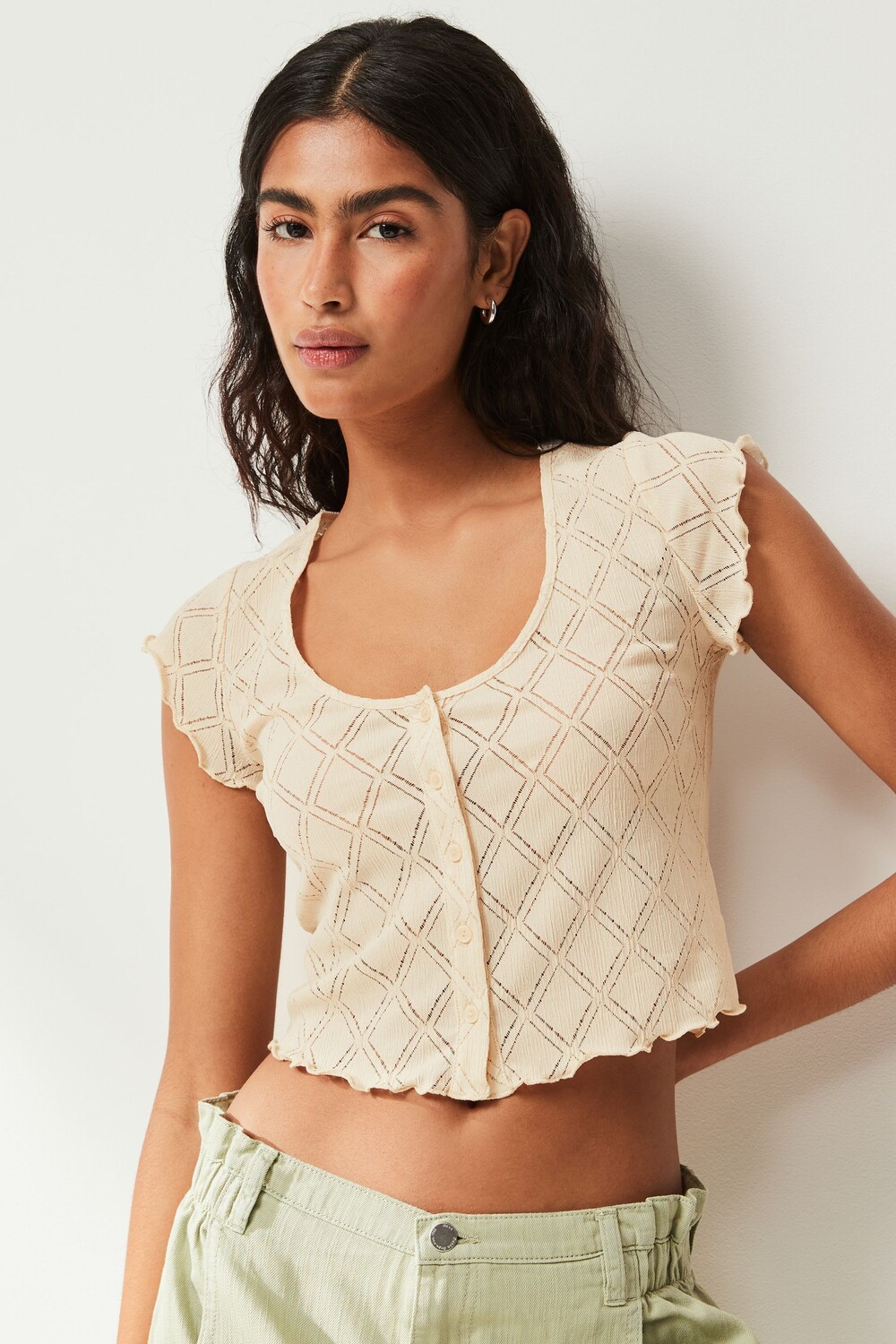 Текстурный топ с короткими рукавами и ромбовидным узором Next, экрю
Текстурный топ с короткими рукавами и ромбовидным узором Next, экрю