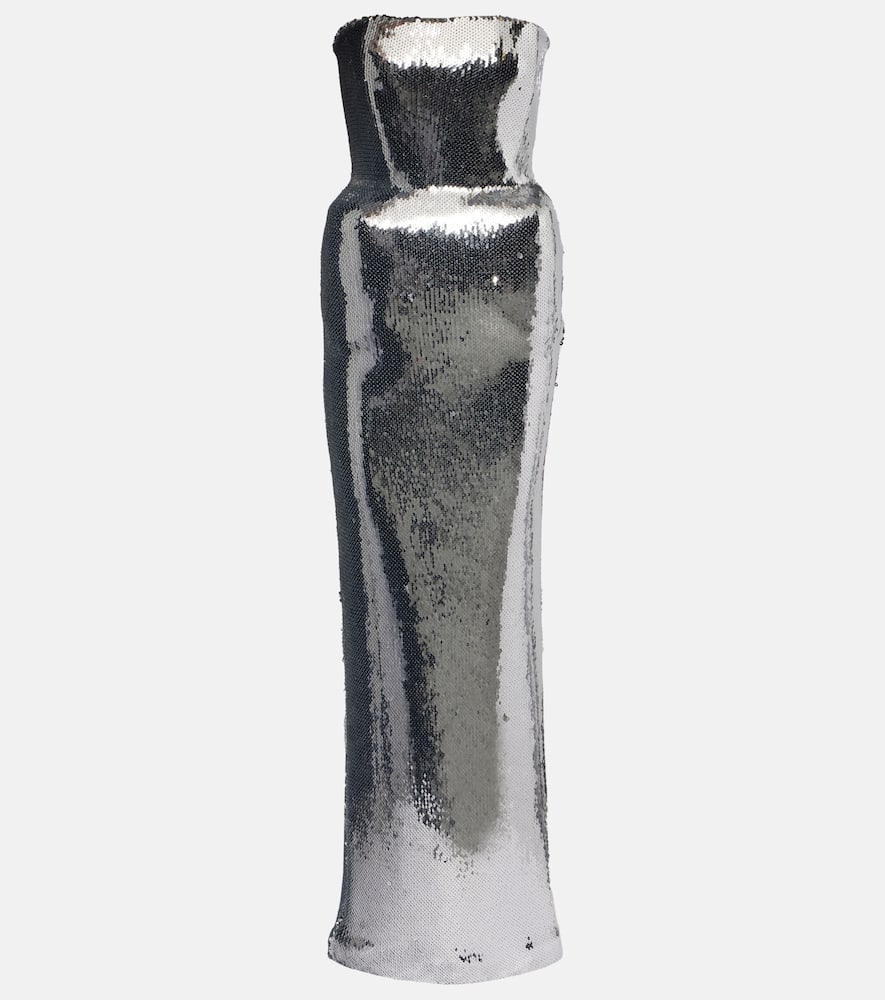 Пышное платье-бюстье с пайетками David Koma, Silver
Пышное платье-бюстье с пайетками David Koma, Silver