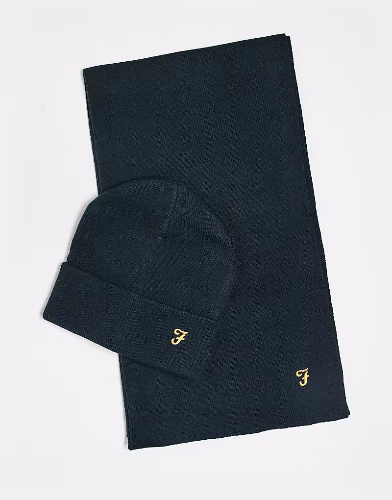 Вязаный комплект из шапки, шарфа и перчаток с логотипом в темно-синем цвете Farah
Вязаный комплект из шапки, шарфа и перчаток с логотипом в темно-синем цвете Farah