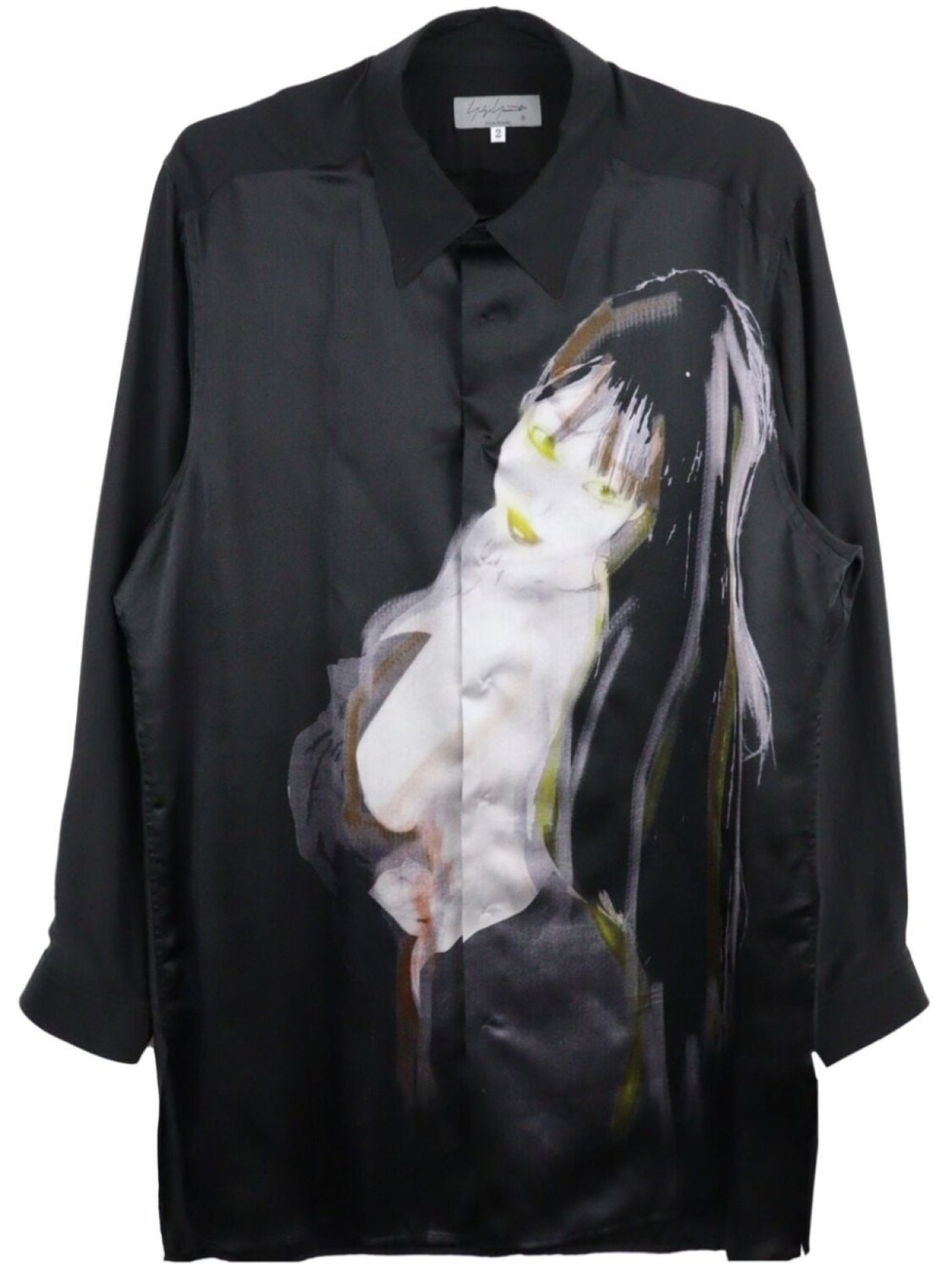 Yohji Yamamoto шелковая рубашка с рисунком-иллюстрацией, черный
Yohji Yamamoto шелковая рубашка с рисунком-иллюстрацией, черный