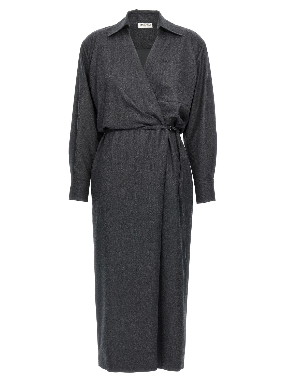 Платье-шемизье с запахом Brunello Cucinelli, серый
Платье-шемизье с запахом Brunello Cucinelli, серый