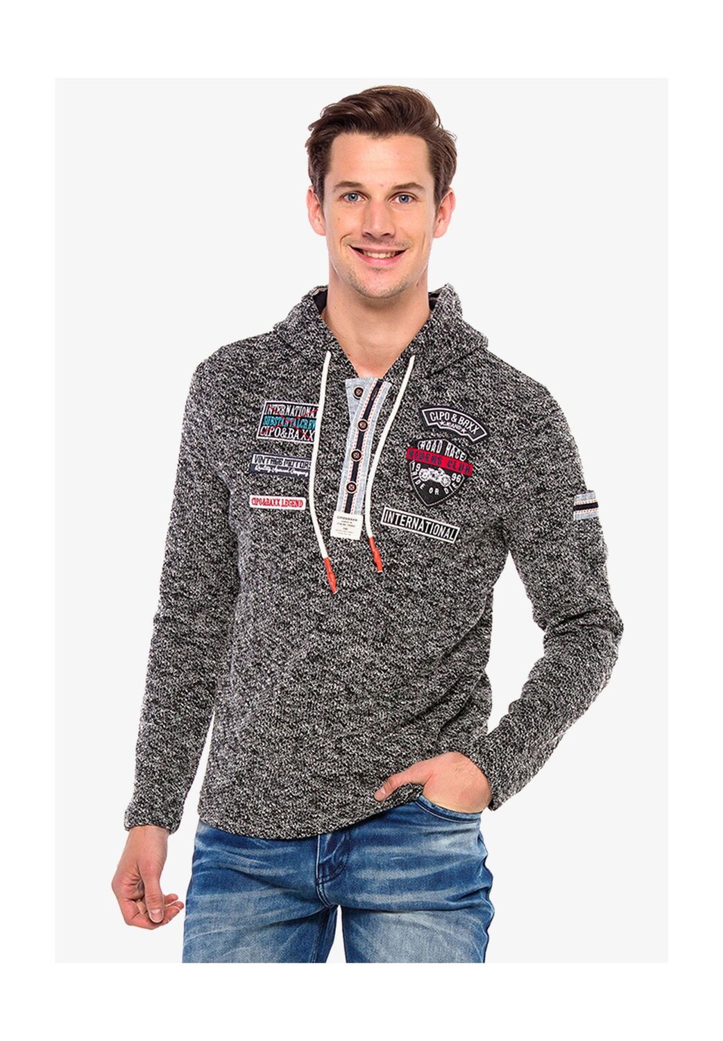 Толстовка с капюшоном и различными нашивками CIPO & BAXX, антрацит
Толстовка с капюшоном и различными нашивками CIPO & BAXX, антрацит