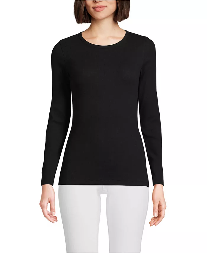 Женская футболка с длинным рукавом из микрориба Lands' End, черный
Женская футболка с длинным рукавом из микрориба Lands' End, черный