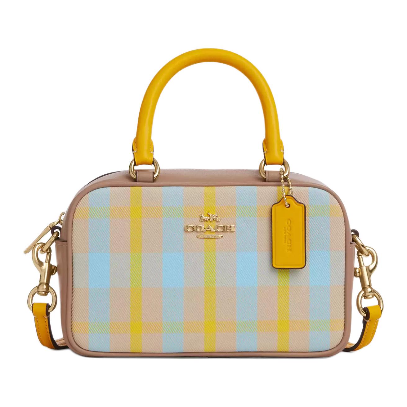 COACH Жаккардовая сумка-сатчел с гладкой кожаной отделкой, кросс-боди, маленькая, женская, ярко-желтая
COACH Жаккардовая сумка-сатчел с гладкой кожаной отделкой, кросс-боди, маленькая, женская, ярко-желтая