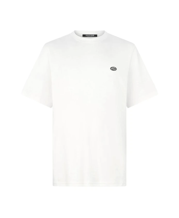 Хлопковая футболка с круглым вырезом и нашивкой с логотипом Roberto Cavalli, белый
Хлопковая футболка с круглым вырезом и нашивкой с логотипом Roberto Cavalli, белый