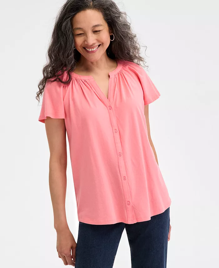 Женский топ с расклешенными рукавами и сборкой на горловине Style & Co, розовый
Женский топ с расклешенными рукавами и сборкой на горловине Style & Co, розовый