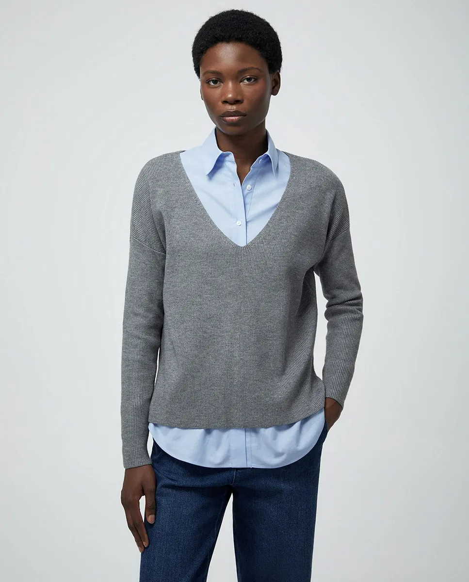 Джемпер с V-образным вырезом Sfera, серый
Джемпер с V-образным вырезом Sfera, серый