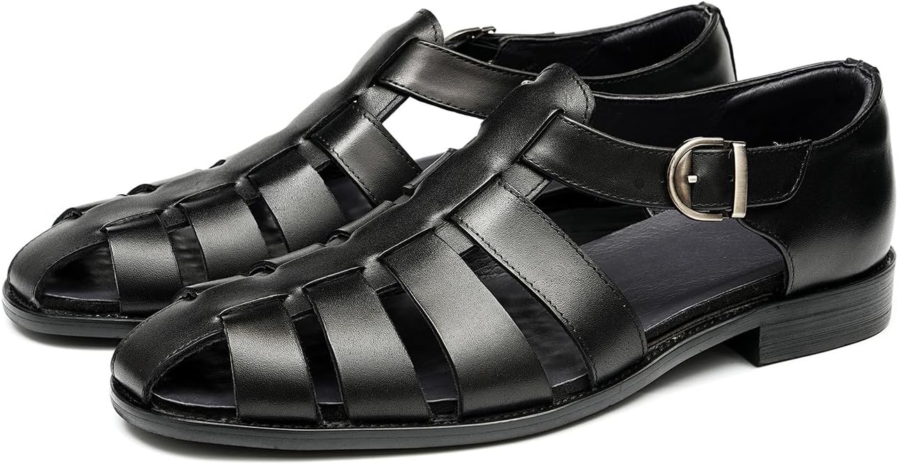 Мужские сандалии Santimon из натуральной кожи, Плетеные закрытые туфли из бычьей кожи, Ретро повседневные и деловые сабо для мужчин, черный
Мужские сандалии Santimon из натуральной кожи, Плетеные закрытые туфли из бычьей кожи, Ретро повседневные и деловые сабо для мужчин, черный