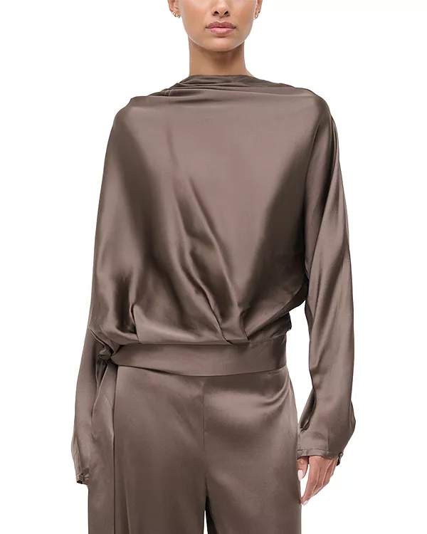 Шелковый эластичный топ Фиби Staud, коричневый
Шелковый эластичный топ Фиби Staud, коричневый