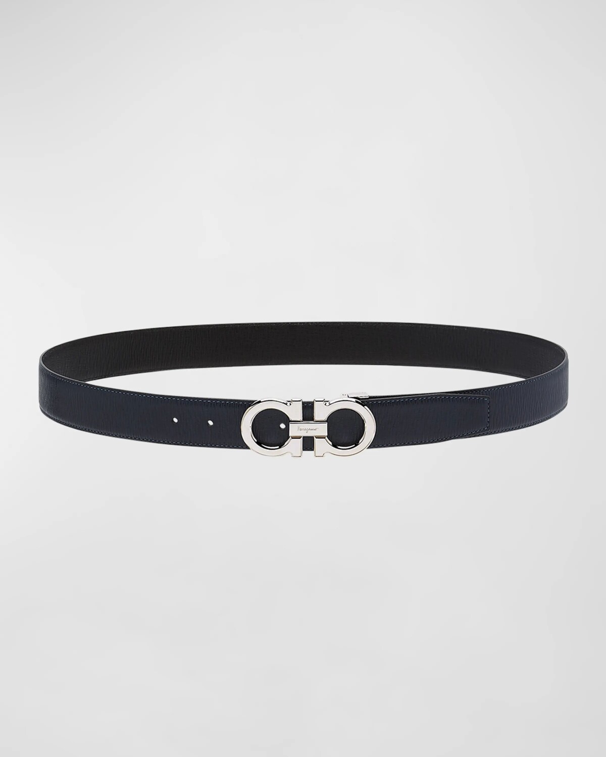 Мужской двусторонний кожаный ремень с пряжкой Gancini Ferragamo, цвет Deep Ocean
Мужской двусторонний кожаный ремень с пряжкой Gancini Ferragamo, цвет Deep Ocean