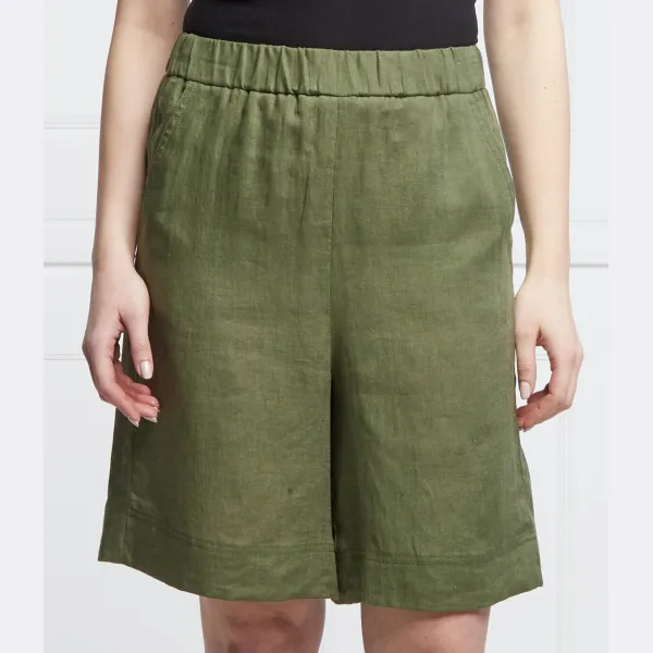 Льняные шорты свободного кроя высокая талия Marella, зеленый 
Льняные шорты свободного кроя высокая талия Marella, зеленый