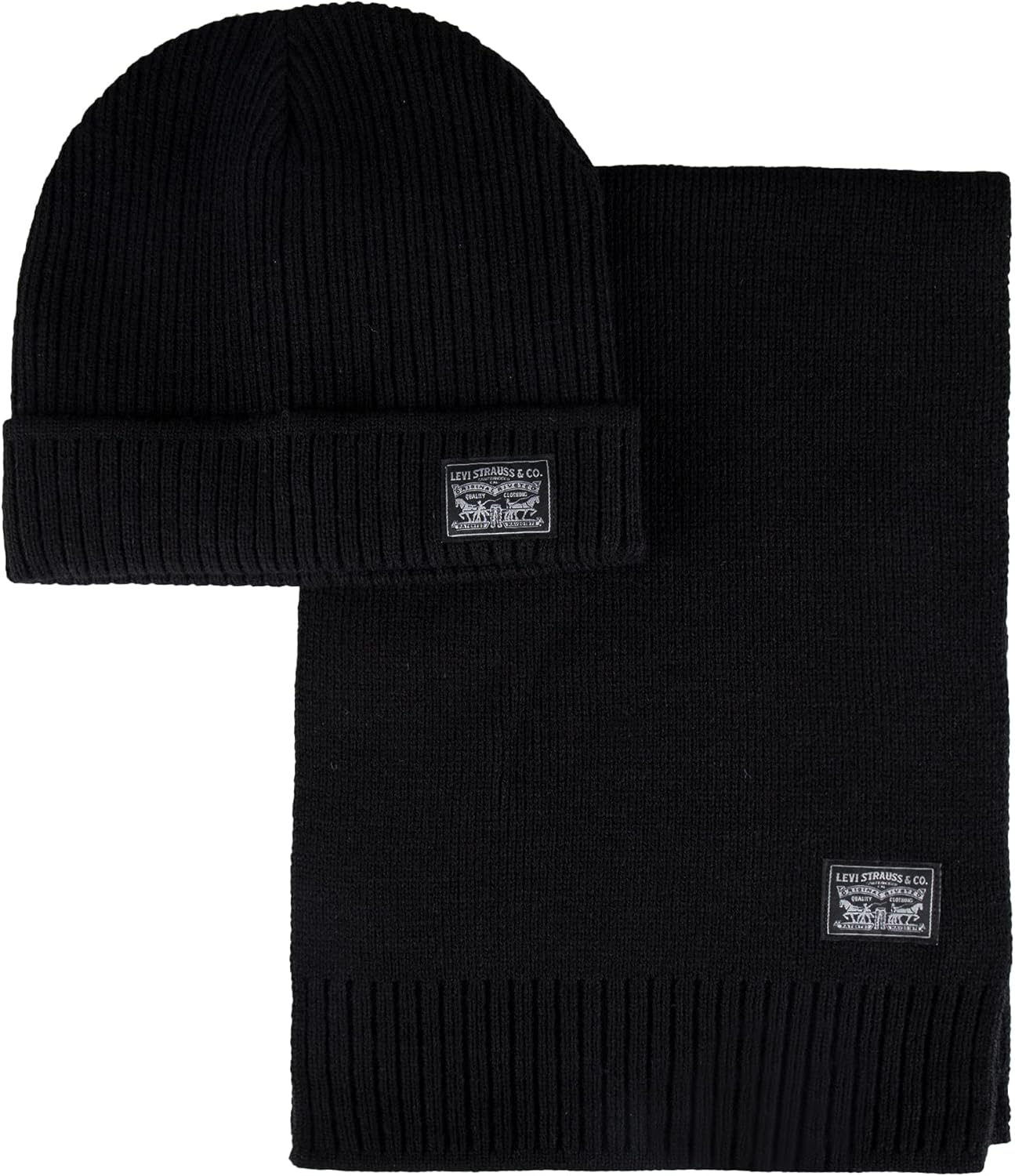 Levi's Мужской классический зимний теплый вязаный комплект из шапки и шарфа, Black Ribbed
Levi's Мужской классический зимний теплый вязаный комплект из шапки и шарфа, Black Ribbed