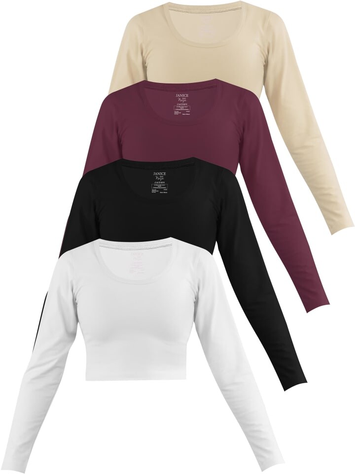 Лонгслив Janice 4 x Damen crop Langarmshirt Nerja, цвет Weiß/Schwarz/Burgund/Beige
Лонгслив Janice 4 x Damen crop Langarmshirt Nerja, цвет Weiß/Schwarz/Burgund/Beige