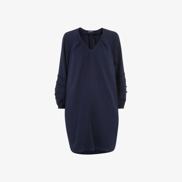 Платье мини свободного кроя grace с v-образным вырезом Whistles, синий
Платье мини свободного кроя grace с v-образным вырезом Whistles, синий