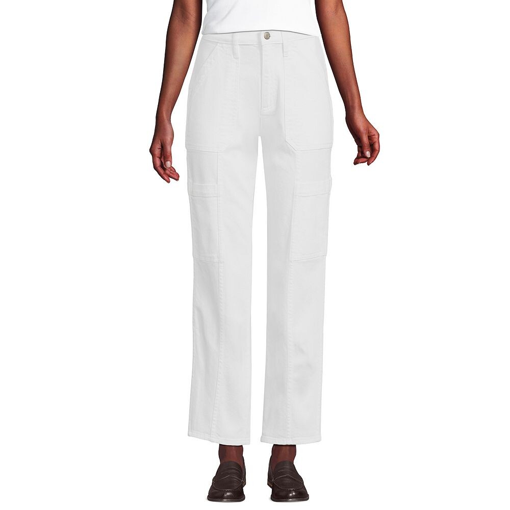 Женские джинсы-карго до щиколотки Lands End с высокой посадкой Lands' End, белый 
Женские джинсы-карго до щиколотки Lands End с высокой посадкой Lands' End, белый