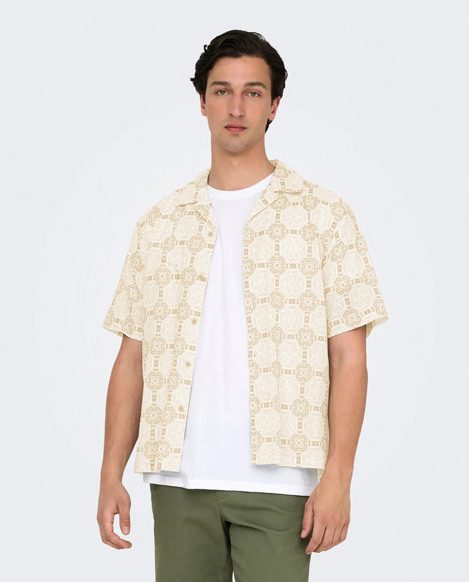 Мужская рубашка с коротким рукавом классического кроя Only & Sons, кремовый
Мужская рубашка с коротким рукавом классического кроя Only & Sons, кремовый