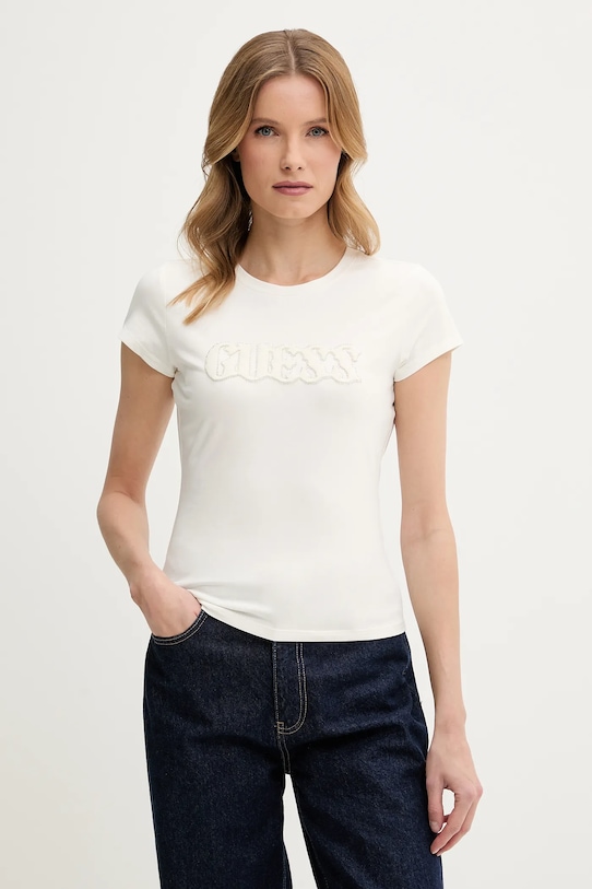 Футболка Guess, бежевый 
Футболка Guess, бежевый