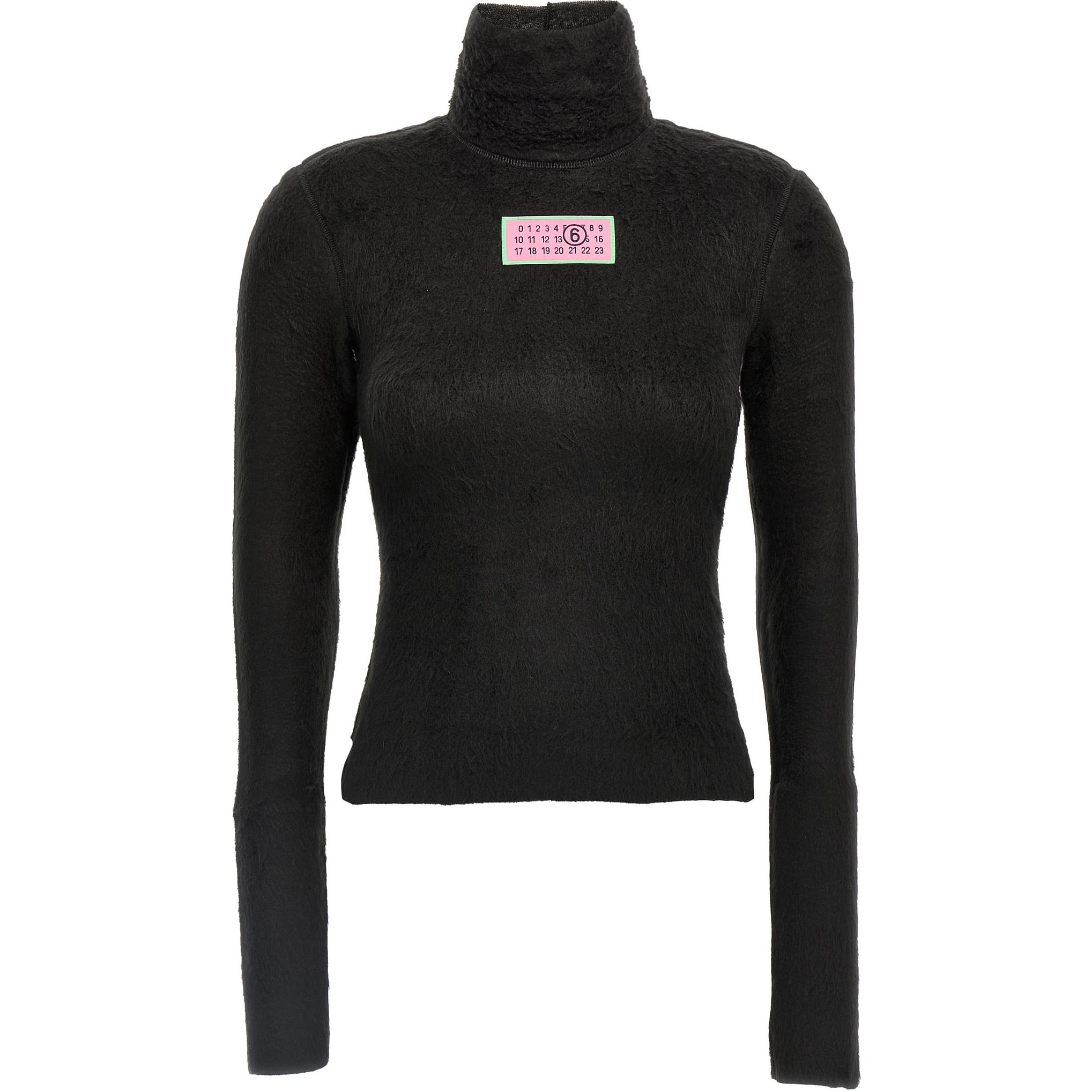 Свитер с воротником-стойкой и меховым эффектом MM6 Maison Margiela, черный 
Свитер с воротником-стойкой и меховым эффектом MM6 Maison Margiela, черный