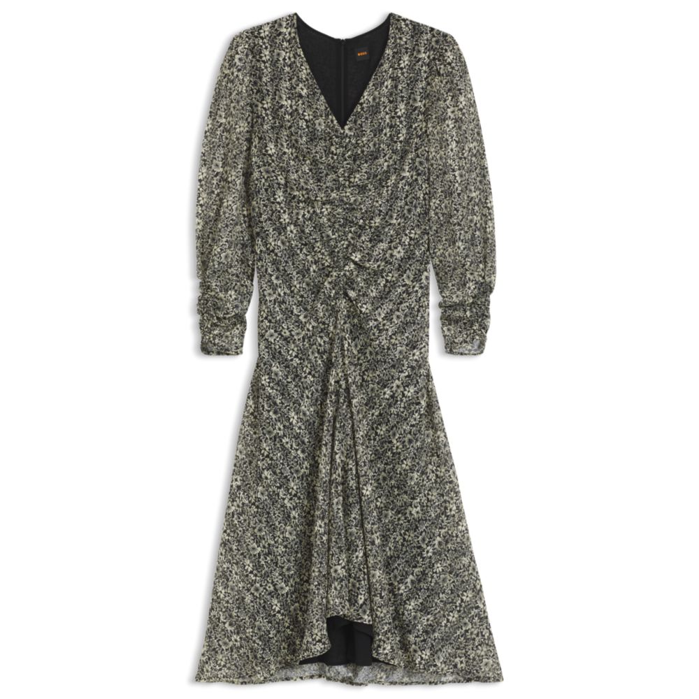 Расклешенное миди-платье из печатного жатого крепа с драпированными деталями BOSS, Patterned
Расклешенное миди-платье из печатного жатого крепа с драпированными деталями BOSS, Patterned