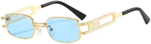 HaoLMi - Женские солнцезащитные очки в стиле стимпанк, мужские ретро-очки в стиле панк, очки для вождения с защитой от УФ-излучения UV400, металлические прямоугольные солнцезащитные очки, C2gold-blue
HaoLMi - Женские солнцезащитные очки в стиле стимпанк, мужские ретро-очки в стиле панк, очки для вождения с защитой от УФ-излучения UV400, металлические прямоугольные солнцезащитные очки, C2gold-blue