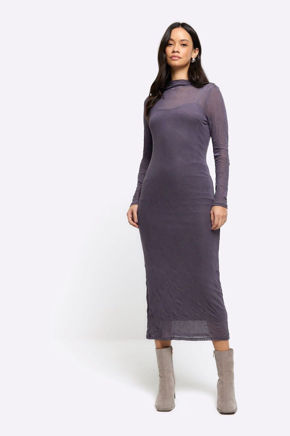 Платье мидакси с длинными рукавами и сетчатой отделкой River Island, серый
Платье мидакси с длинными рукавами и сетчатой отделкой River Island, серый