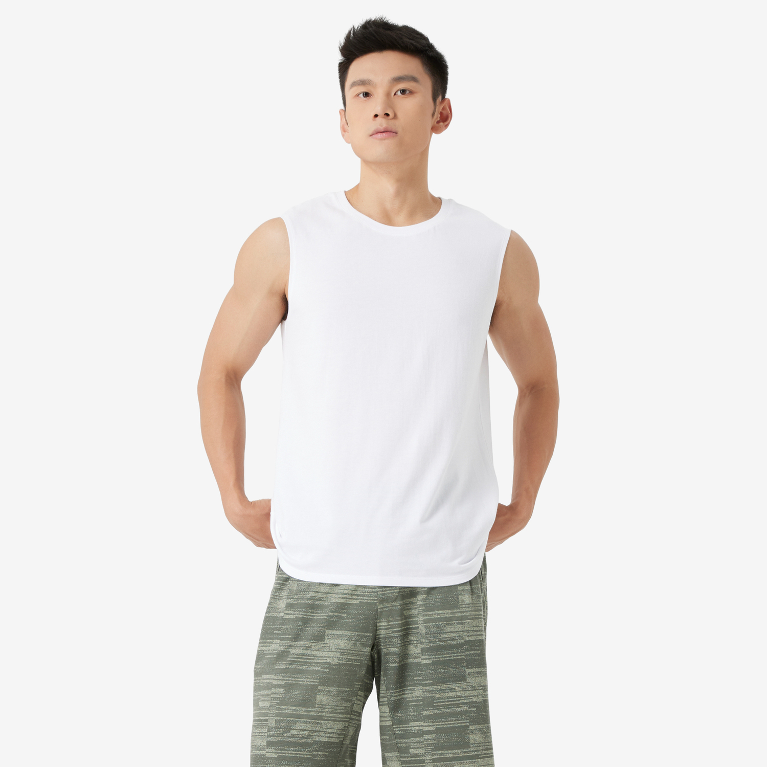 Мужская базовая майка для фитнеса Domyos - белая
Мужская базовая майка для фитнеса Domyos - белая