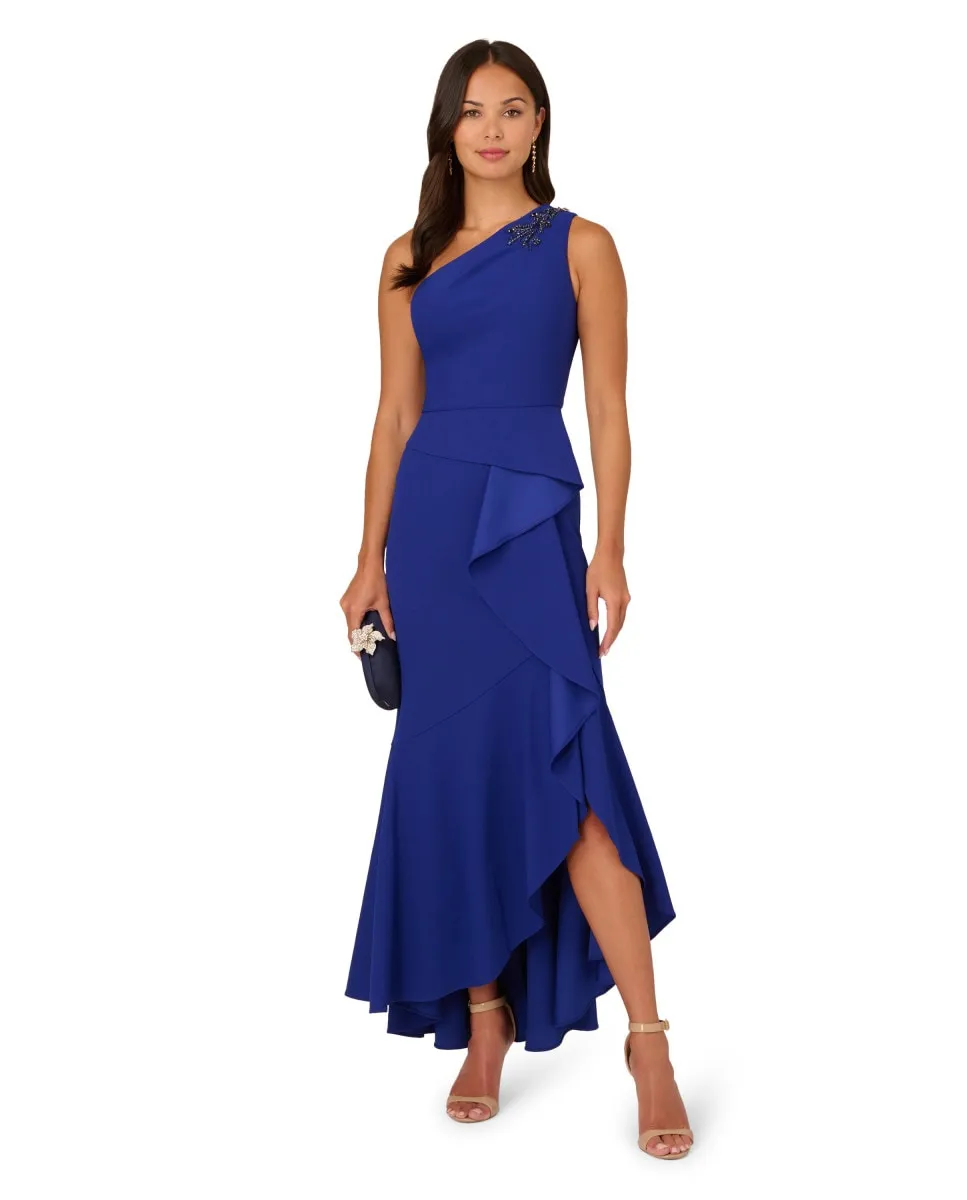 Платье с асимметричным вырезом и стразами на плече Adrianna Papell, синий
Платье с асимметричным вырезом и стразами на плече Adrianna Papell, синий