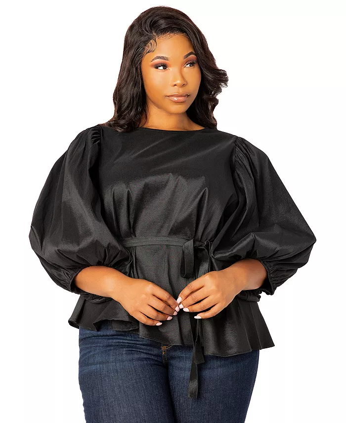 Женская блузка с завязкой на талии и объемными рукавами Buxom Couture, черный
Женская блузка с завязкой на талии и объемными рукавами Buxom Couture, черный
