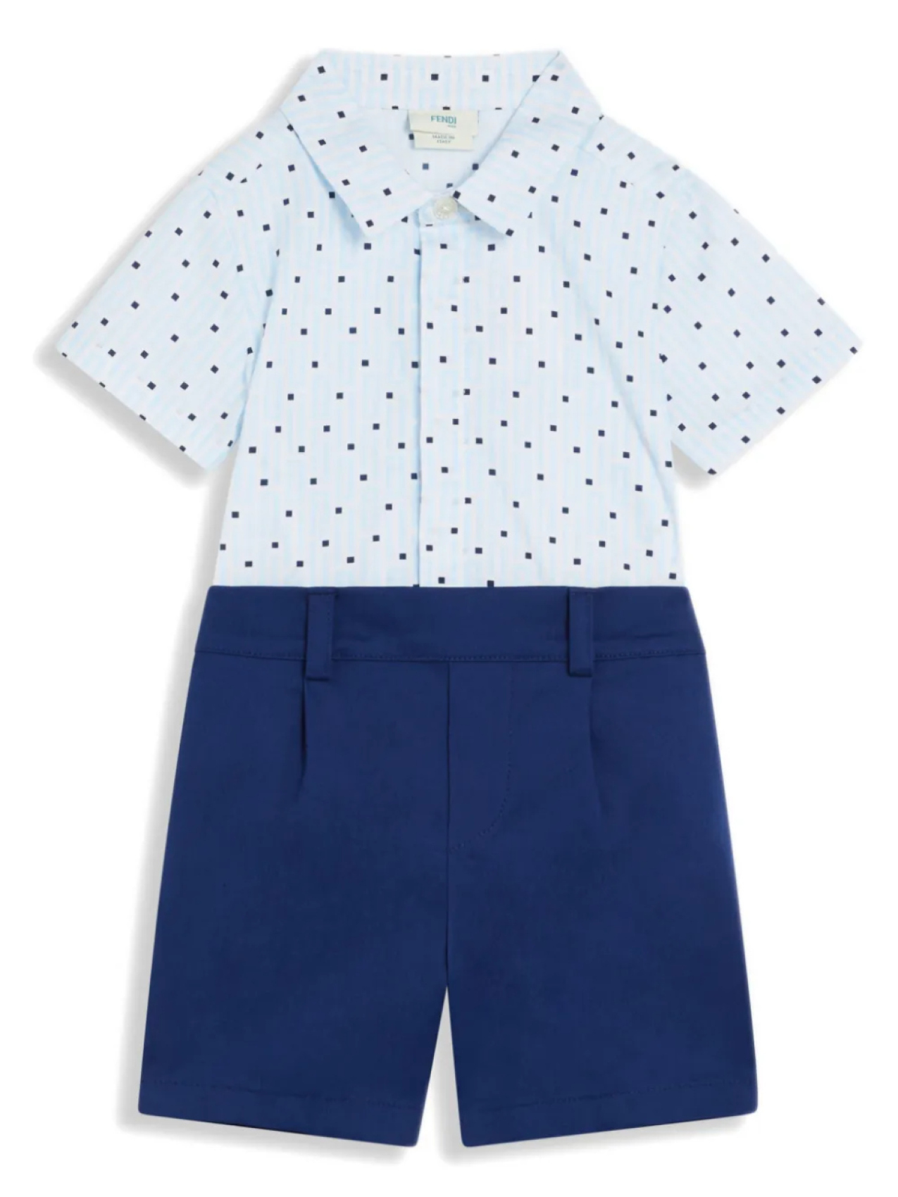 Ромпер со вставками Fendi Kids, синий
Ромпер со вставками Fendi Kids, синий