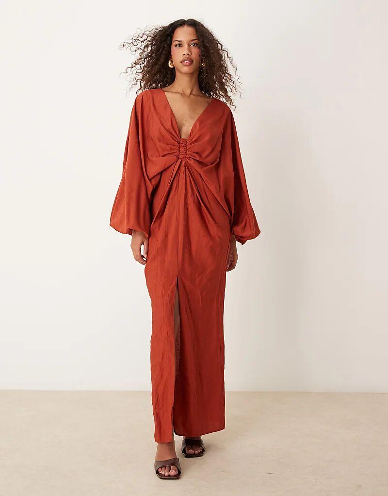 Платье макси с глубоким вырезом, сборкой на груди и рукавами-блузонами цвета ржавчины ASOS DESIGN
Платье макси с глубоким вырезом, сборкой на груди и рукавами-блузонами цвета ржавчины ASOS DESIGN