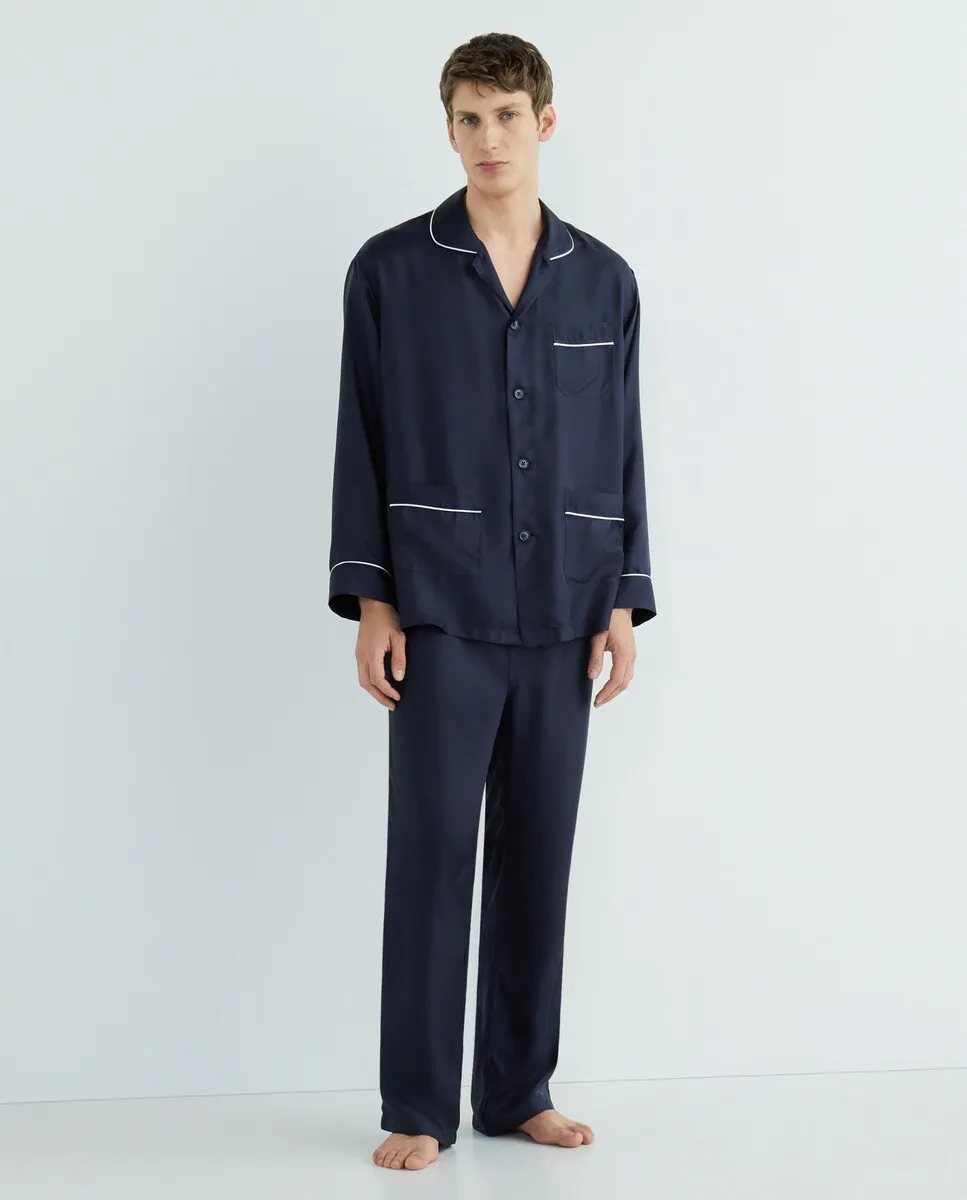 Мужская длинная шелковая пижама Emidio Tucci, темно-синий
Мужская длинная шелковая пижама Emidio Tucci, темно-синий