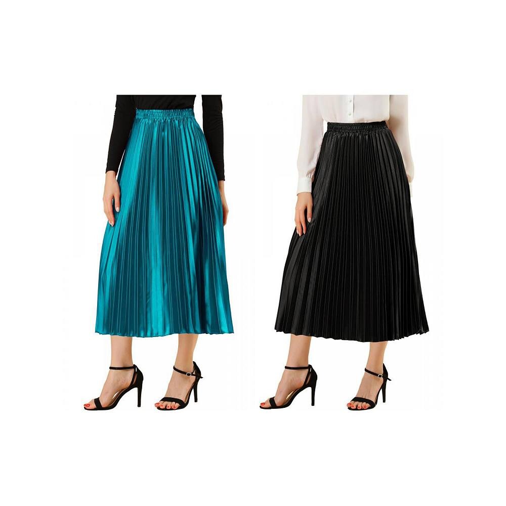 2 упаковки женских блестящих плиссированных миди-юбок металлик с эластичной резинкой на талии ALLEGRA K, цвет Black Peacock Blue
2 упаковки женских блестящих плиссированных миди-юбок металлик с эластичной резинкой на талии ALLEGRA K, цвет Black Peacock Blue