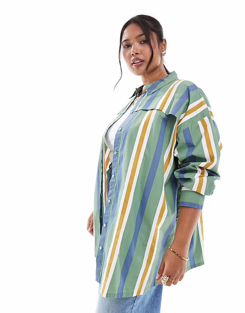 Рубашка с накладной кокеткой и закругленными краями в полоску Asos Curve
Рубашка с накладной кокеткой и закругленными краями в полоску Asos Curve